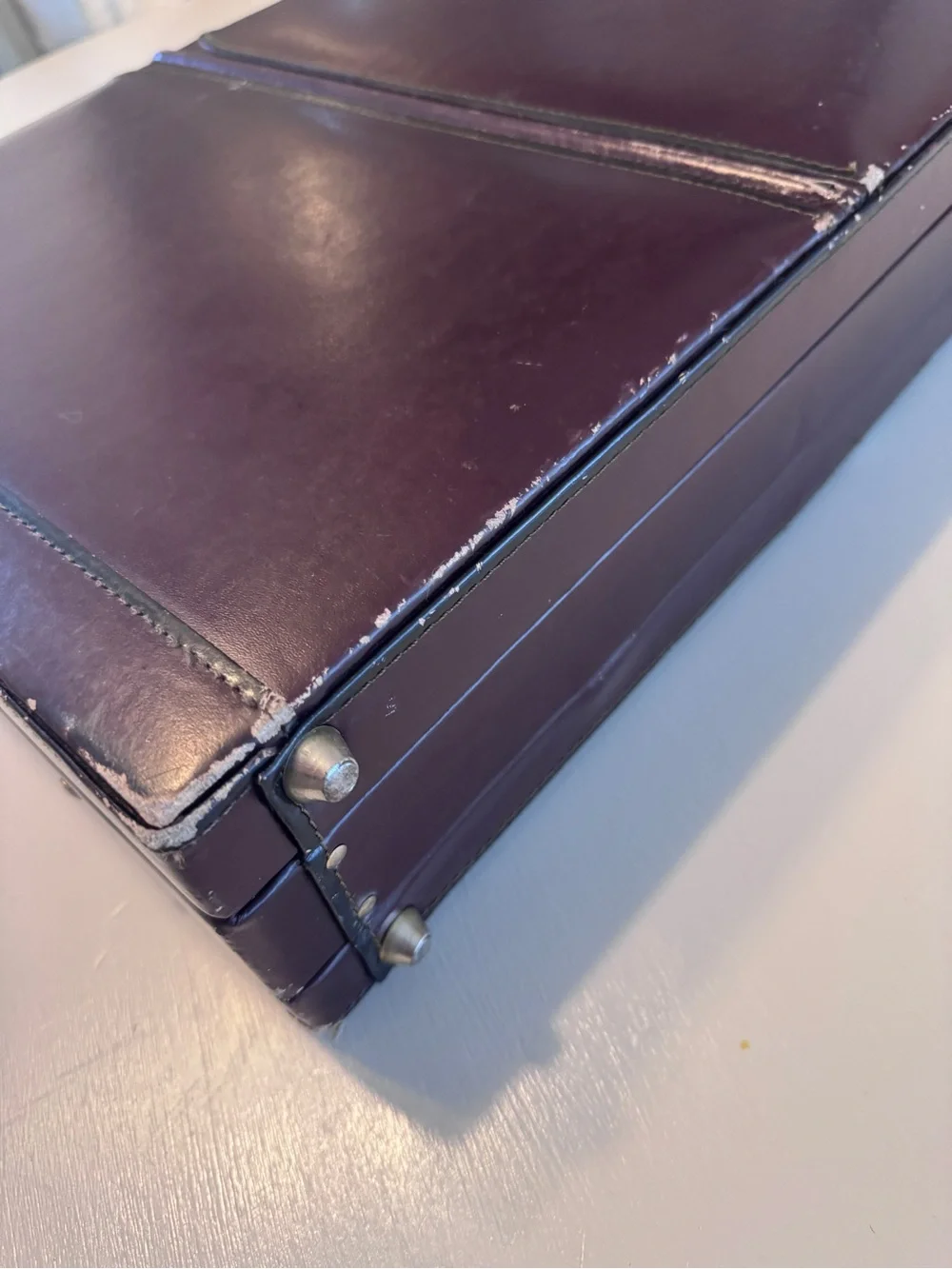 Vintage Mallard Men's Briefcase - Brown Burgundy Leather